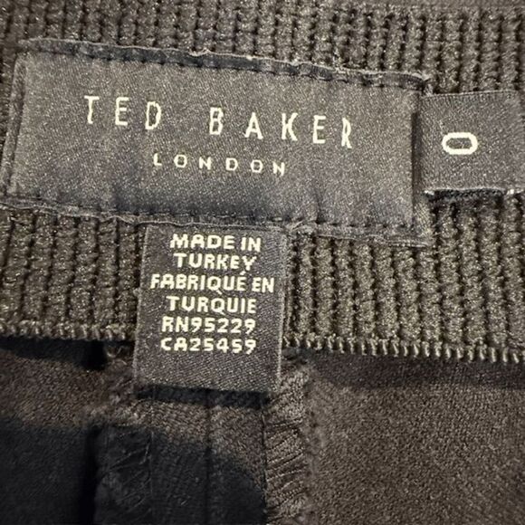 Ted Baker Liroi High Waisted Stretch Trousers Side Button Detail Black Size 0 - Picture 6 of 13